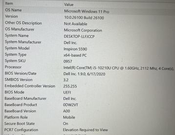 Dell Inspiron 5590 15.6" 1.6 ghz 8gb ram 512gb SSD beschikbaar voor biedingen