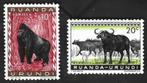 2 Postzegels Ruanda-Urundi - Beschermde dieren, Timbres & Monnaies, Timbres | Timbres thématiques, Enlèvement ou Envoi, Non oblitéré