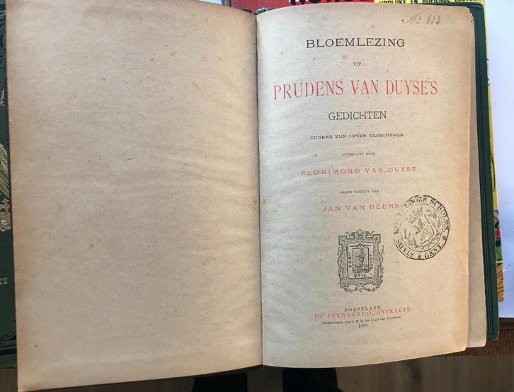 Bloemlezing van Prudens Van Duyse´s Gedichten 1889, Antiek en Kunst, Antiek | Boeken en Manuscripten, Verzenden
