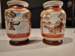 Jolie paire de vases kutani en porcelaine japonaise, taisho, Antiquités & Art, Enlèvement