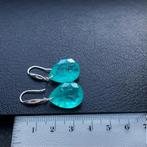 Oorbellen paraiba groene steen zilver 925, Met kristal, Hangers, Nieuw, Ophalen of Verzenden