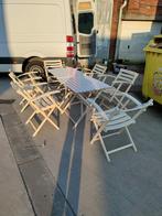 Tuinset. 2 tafels van 90cm op 60cm en 6 stoelen, Tuinset, Gebruikt, Ophalen