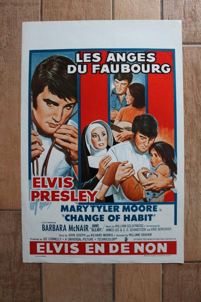 filmaffiche Elvis Presley Change Of Habit 1969 filmposter, Verzamelen, Posters, Zo goed als nieuw, Film en Tv, A1 t/m A3, Rechthoekig Staand