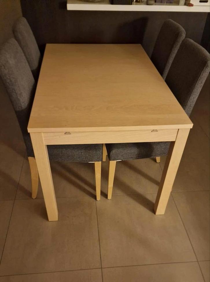Uitschuifbare eettafel met 4 stoelen, Maison & Meubles, Salles à manger complètes, Comme neuf, Enlèvement
