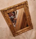 Splendide miroir doré biseauté 50x40cm bois et stuck, Comme neuf, Enlèvement ou Envoi