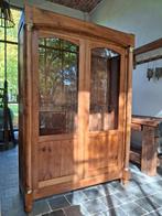 Antieke kerselaar vitrinekast, Huis en Inrichting, Ophalen, Met plank(en), Gebruikt, 100 tot 150 cm