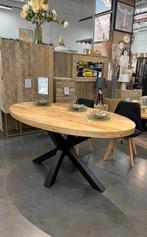 Table à manger ovale en bois massif avec pied noir - FLAVIA, Ophalen, Overige materialen, Nieuw, 50 tot 100 cm