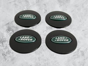 Lot de 4 capuchons de moyeu noirs avec logo vert Land Rover,, Envoi, Neuf