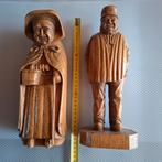 Set van 2 handgesneden houten beelden – man & vrouw – 31 cm, Enlèvement ou Envoi