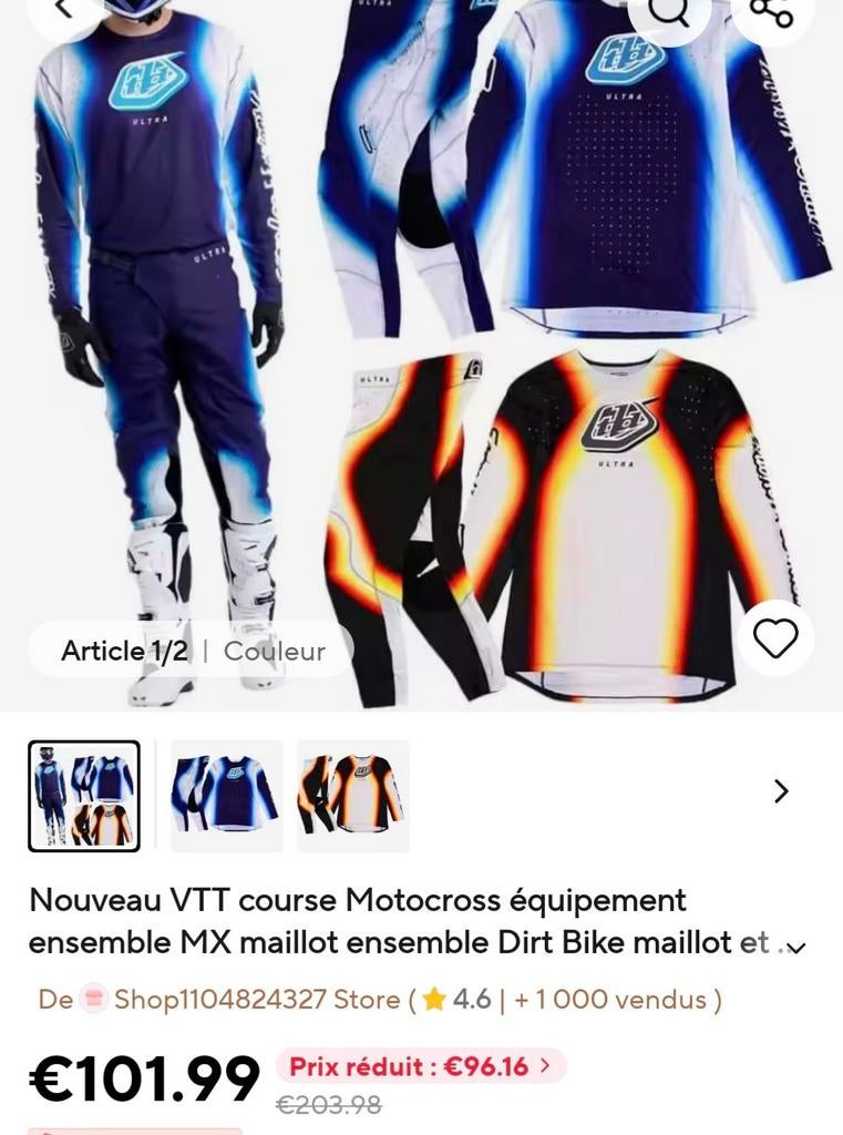 Tenue cross neuve taille 30/S, Motos, Enlèvement