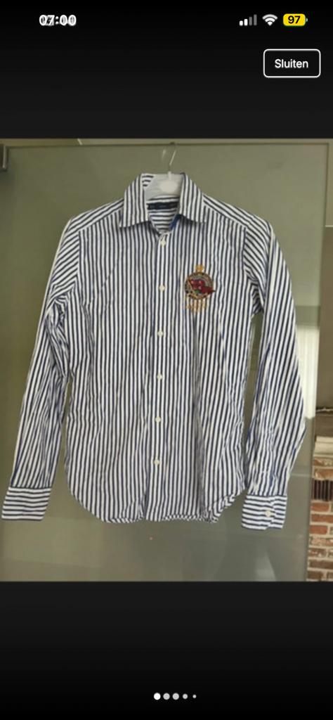 Polo Ralph lauren gestreepte blauwe hemd, Kleding | Heren, Overhemden, Ophalen of Verzenden, Zo goed als nieuw