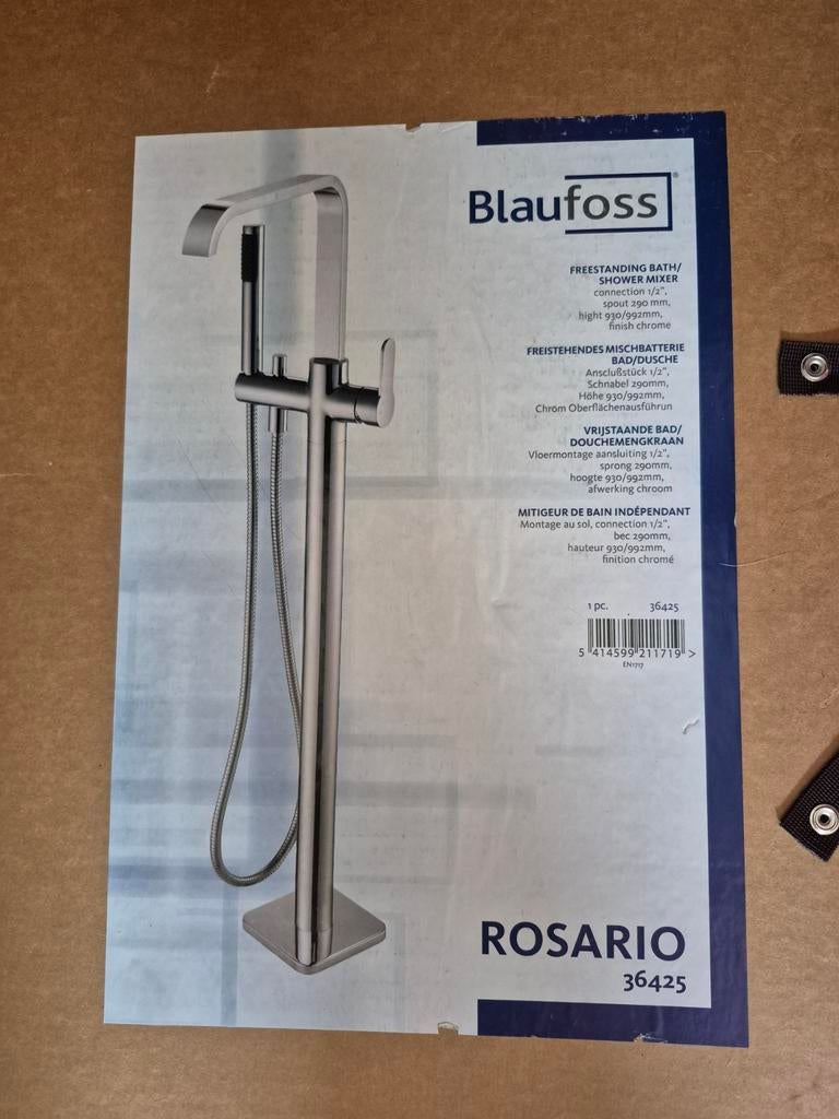 Blaufoss vrijstaande badkraan, Doe-het-zelf en Bouw, Sanitair, Nieuw, Bad, Chroom, Ophalen