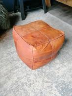 Poef in leder, cognac, Huis en Inrichting, Zetels | Voetbanken en poefs, Ophalen