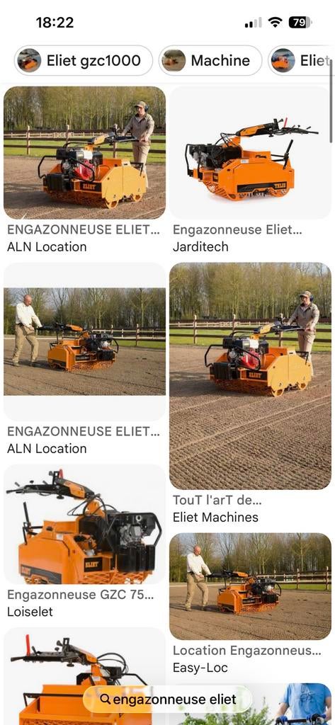 Cherche engazonneuse Eliet, Articles professionnels, Enlèvement ou Envoi, Semer, Planter ou Lever