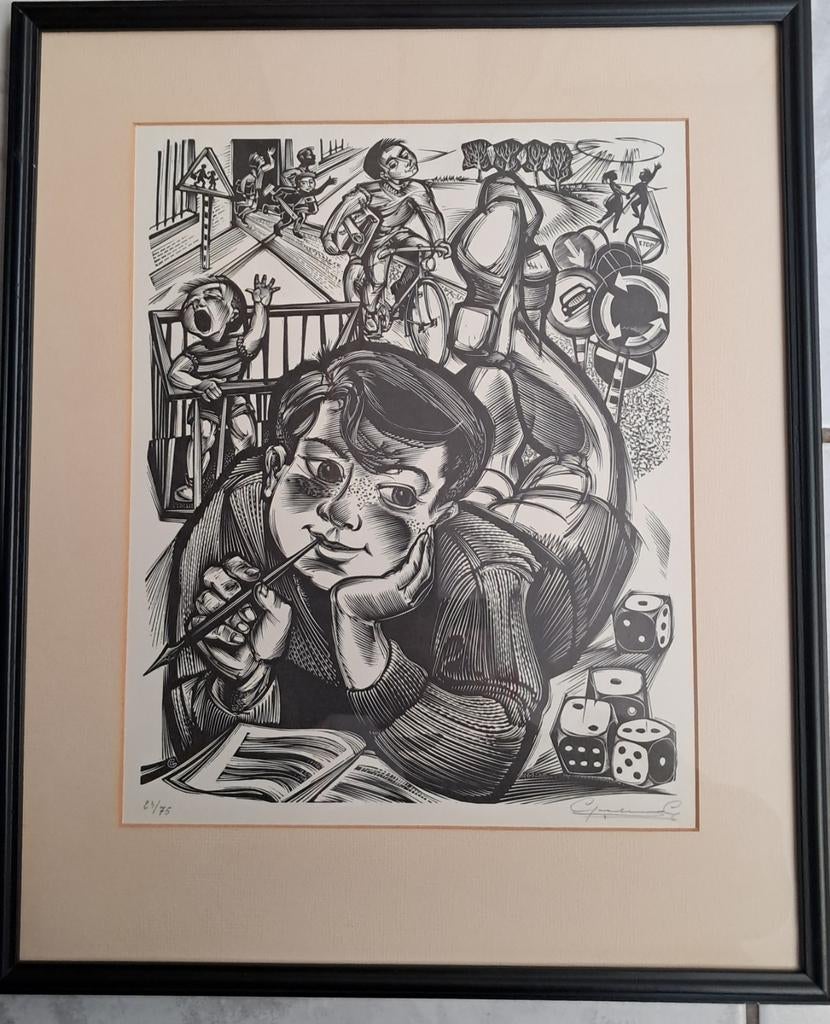 Gerard Gaudaen - houtsnede 23/75, Antiek en Kunst, Kunst | Etsen en Gravures, Ophalen