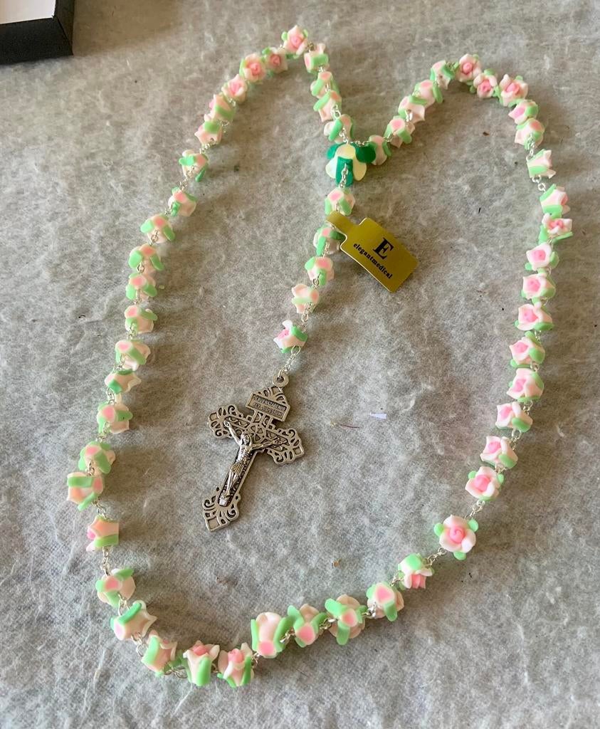 Collier Jésus fait main, fleurs de chapelet, Nazarenus Jesus, Enlèvement ou Envoi, Neuf, Bijoux, Christianisme | Catholique