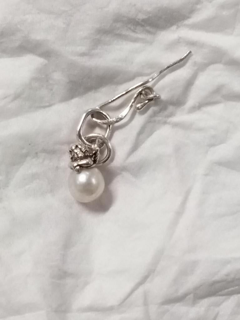 Zilver oorbel met parel, Bijoux, Sacs & Beauté, Boucles d'oreilles, Enlèvement, Argent, Argent