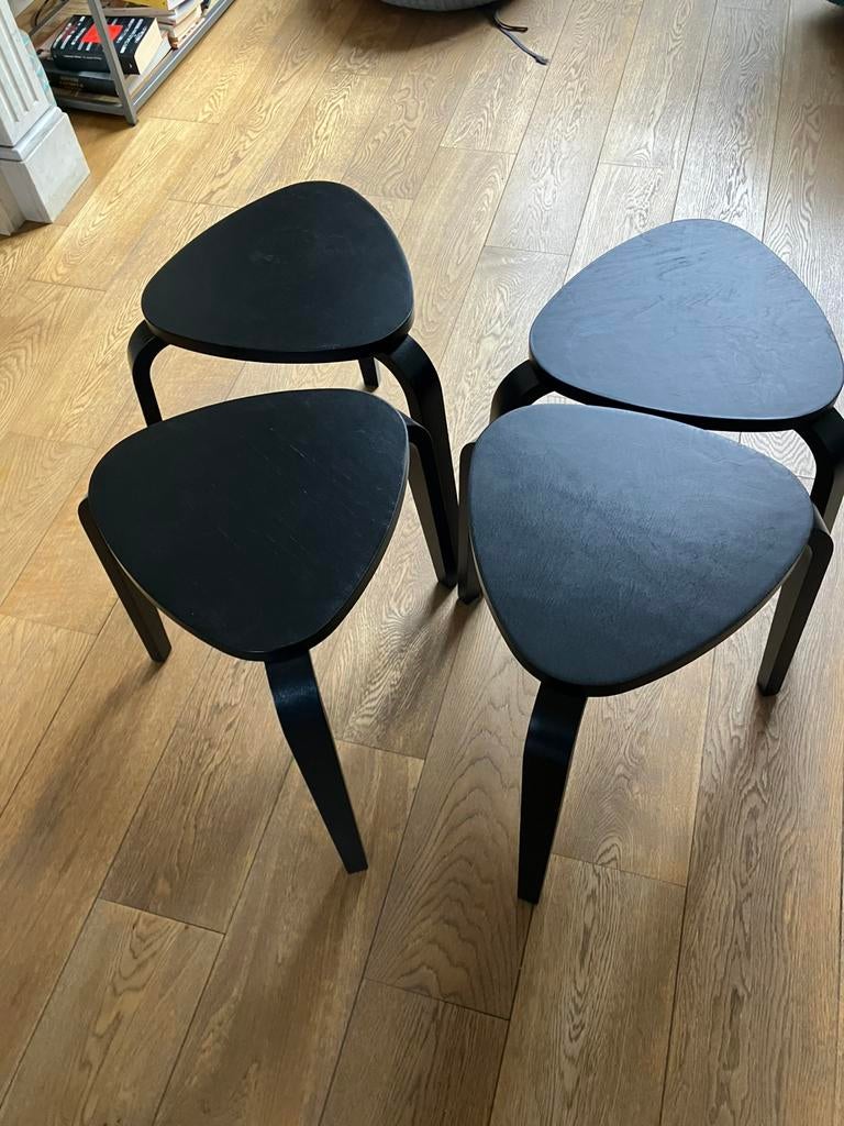 4 tabourets IKEA, Enlèvement, Comme neuf, Noir, Bois
