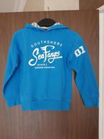 Sweater met kap, blauw met wit, maat 134/140, goede staat, Kinderen en Baby's, Kinderkleding | Maat 134, Ophalen, Zo goed als nieuw