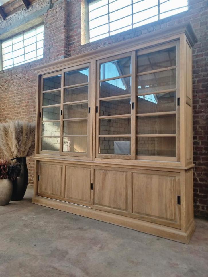 Eiken buffetkast/vitrinekast GRATIS LEVERING, Huis en Inrichting, Kasten | Buffetkasten, Zo goed als nieuw, 200 cm of meer, 200 cm of meer