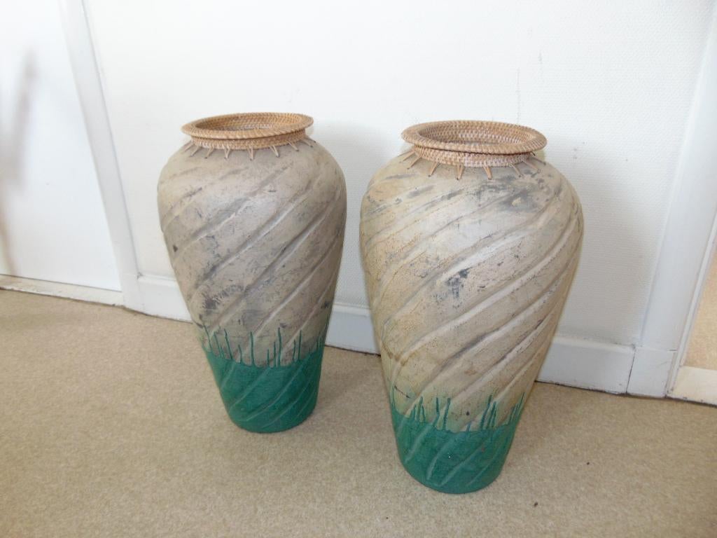 Tuinvazen met rotan rand 57 cm, Ophalen, Gebruikt