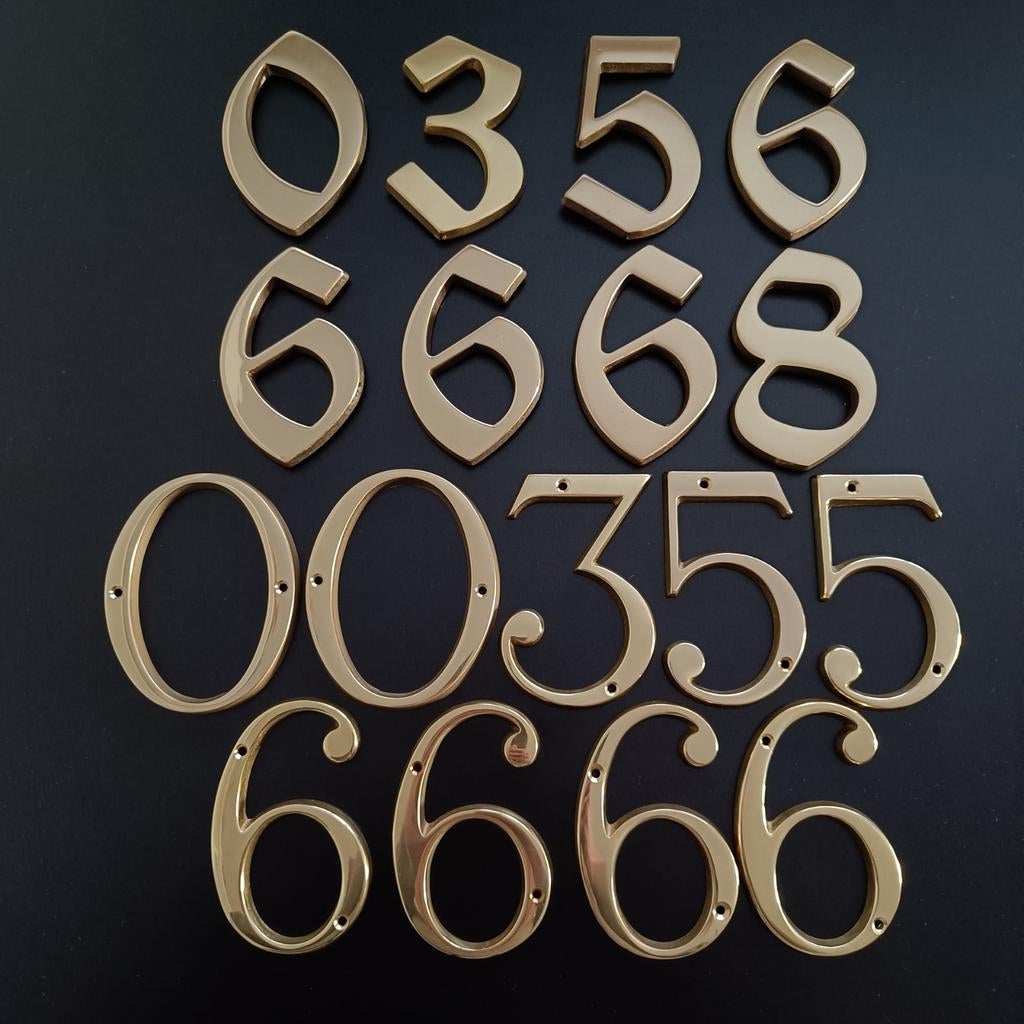 Messing huisnummers 120mm., Ophalen of Verzenden, Zo goed als nieuw, Koper of Messing, Overige typen