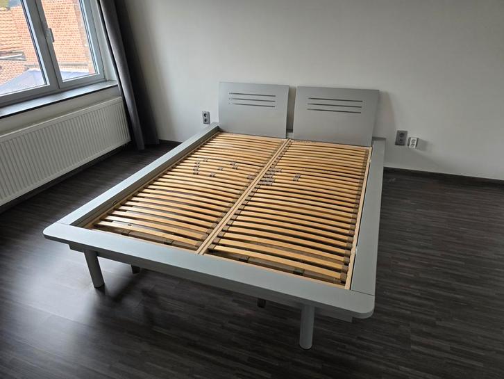 Bed en lattenbodem, Maison & Meubles, Chambre à coucher | Lits, 160 cm, Bois, Enlèvement