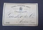Oud etiket 1947 champagne Giesler & Co Avize, Ophalen of Verzenden, Champagne