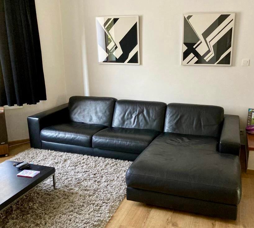 Zetel zwart Durlet, Maison & Meubles, Canapés | Coins salons complets, Enlèvement, Utilisé, Cuir, Minimalistisch