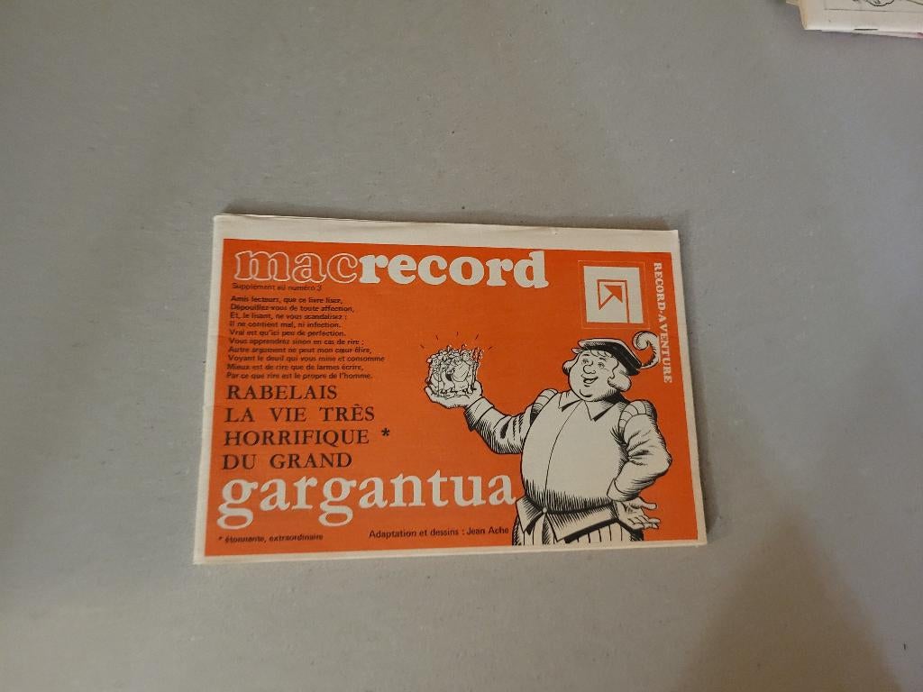 Macrecord, Gargantua, Gelezen, Verzenden, Eén stripboek, Jean Ache