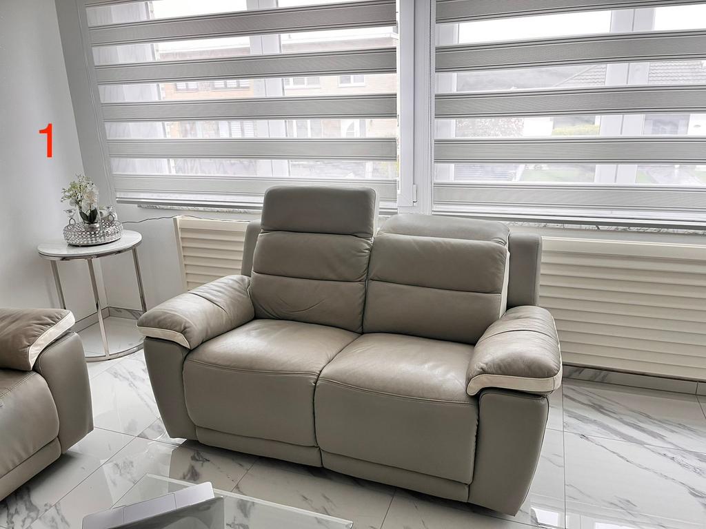Lot de 2 canapés électriques en CUIR véritable, Ophalen, Gebruikt, Leer