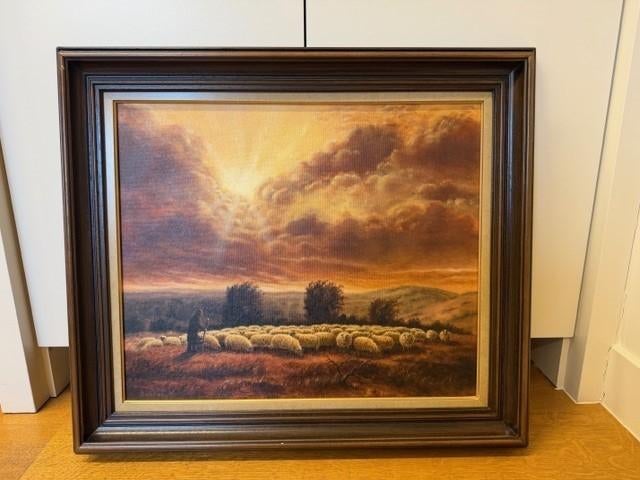 Schilderij herder met kudde schapen, Ophalen