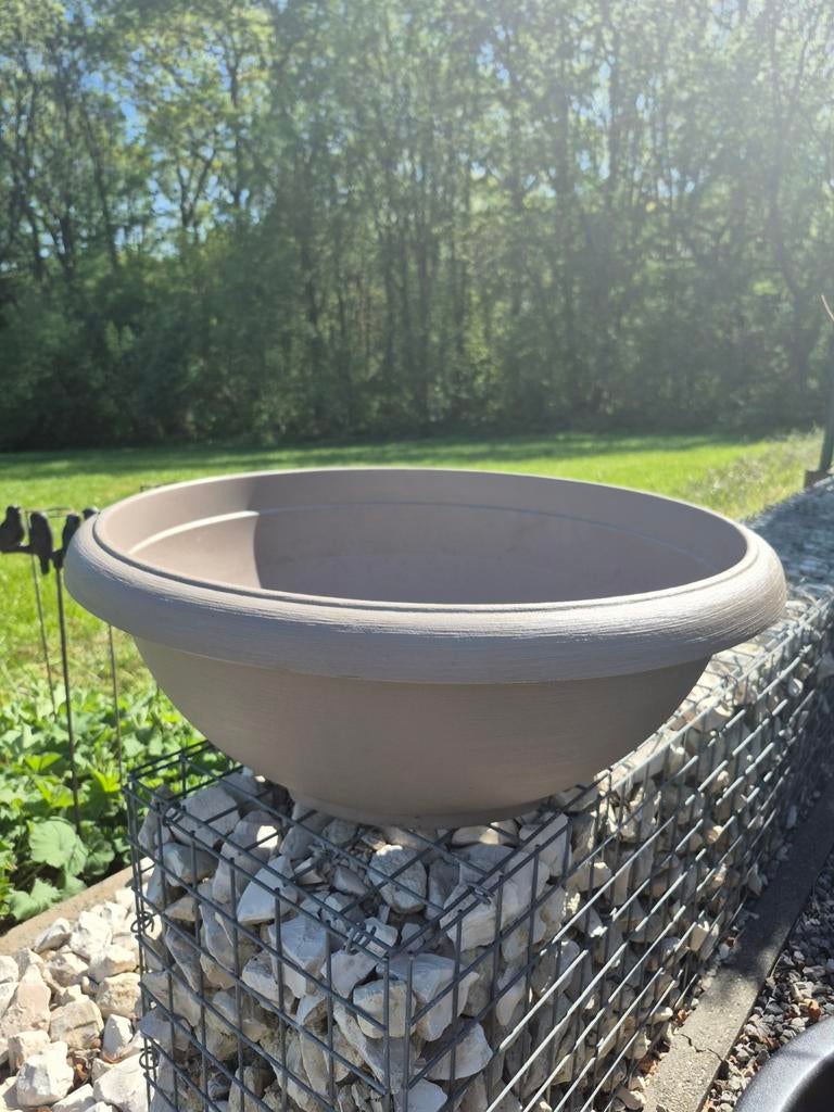Schaal bloempot taupe, Tuin en Terras, Ophalen