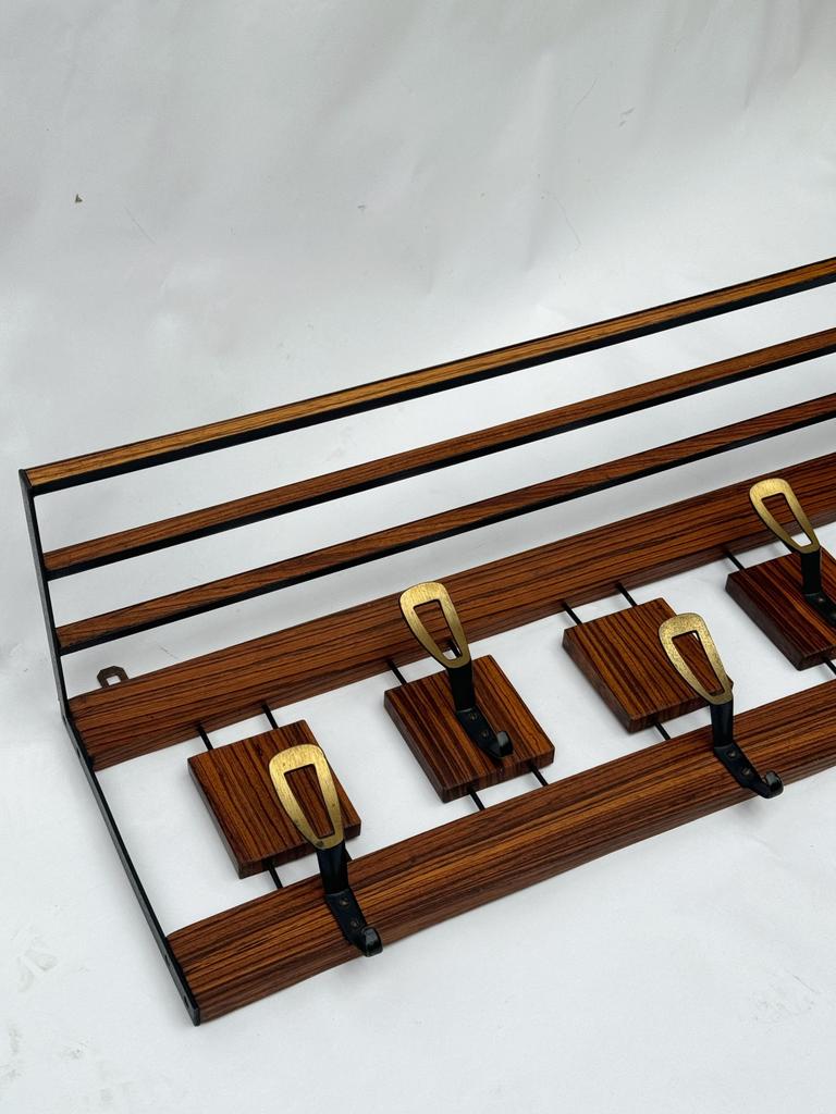 Porte-manteau mural rétro Vintage BroVorm en bois de teck, Enlèvement ou Envoi, Moins de 100 cm, Portemanteau mural, Comme neuf
