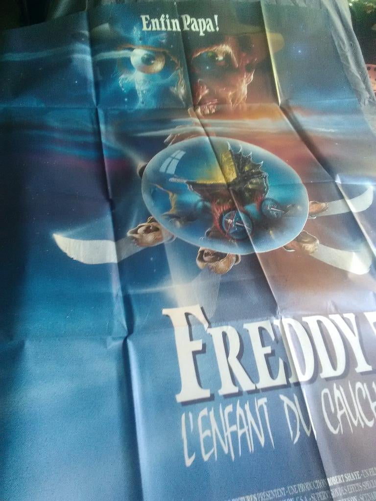 Ancienne affiche de cinéma Freddy 5, Collections, Enlèvement ou Envoi, Rectangulaire vertical, Utilisé, Cinéma et TV