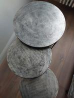 3 bijzettafels, Ophalen, Zo goed als nieuw, Rond, Metaal of Aluminium