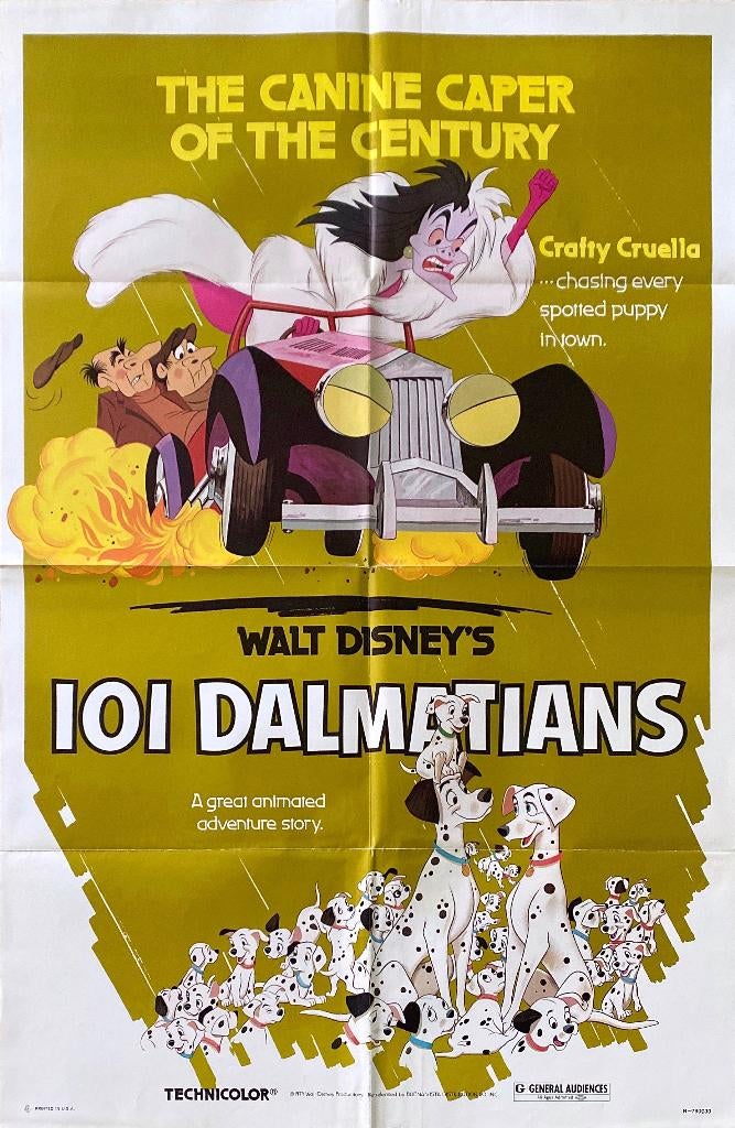 Affiche originale US "101 dalmatians", Collections, Posters & Affiches, Enlèvement ou Envoi, Rectangulaire vertical, Comme neuf