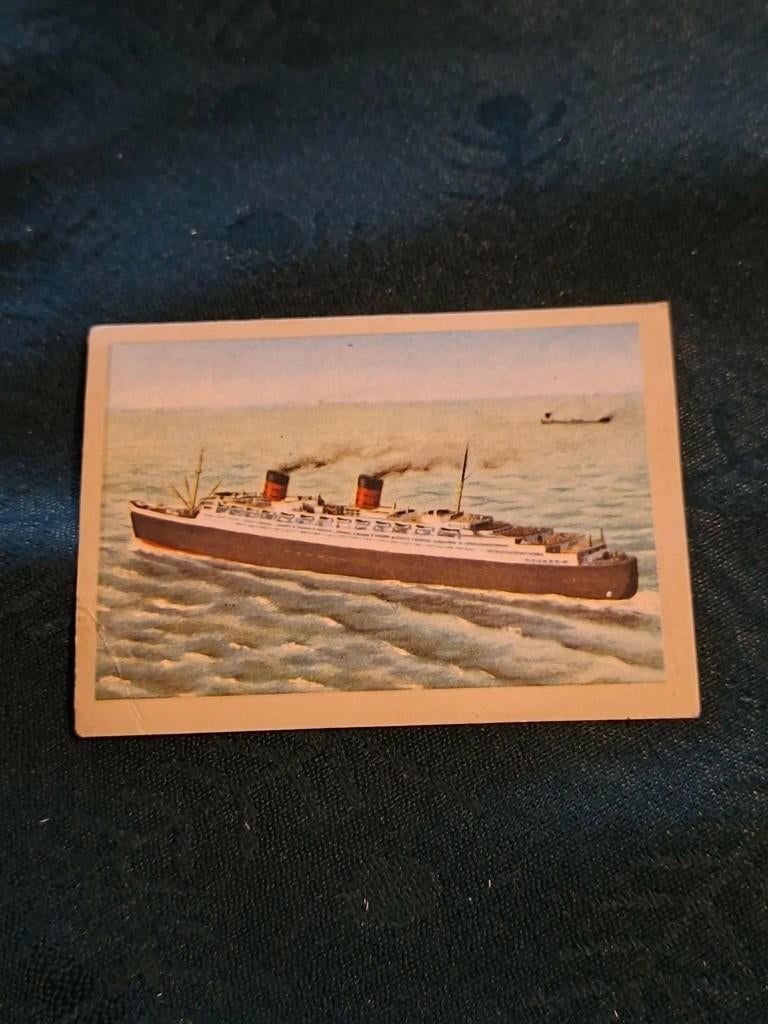 Prentje/Chromo : Passagiersschip 'Queen Elisabeth' 1938, Enlèvement ou Envoi, Avant 1940, Gravure, Utilisé