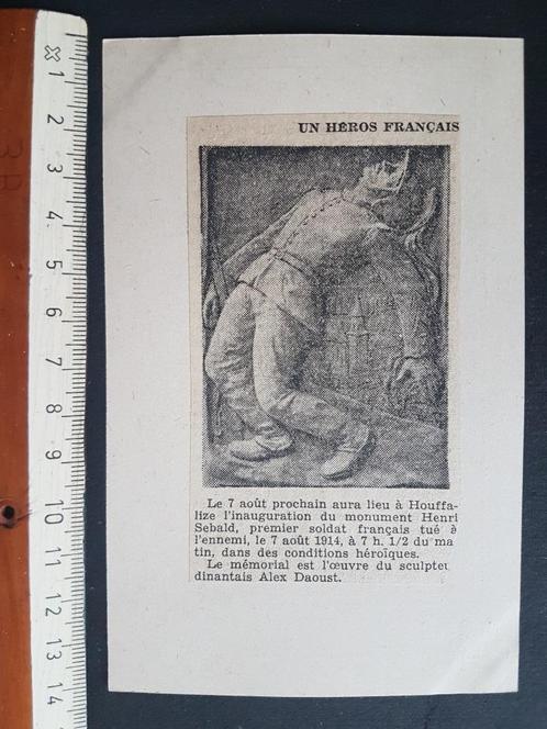 Knipsel op postkaart: Houffalize Henri Sebald Alex Daoust, Verzamelen, Militaria | Algemeen, Landmacht, Foto of Poster, Verzenden
