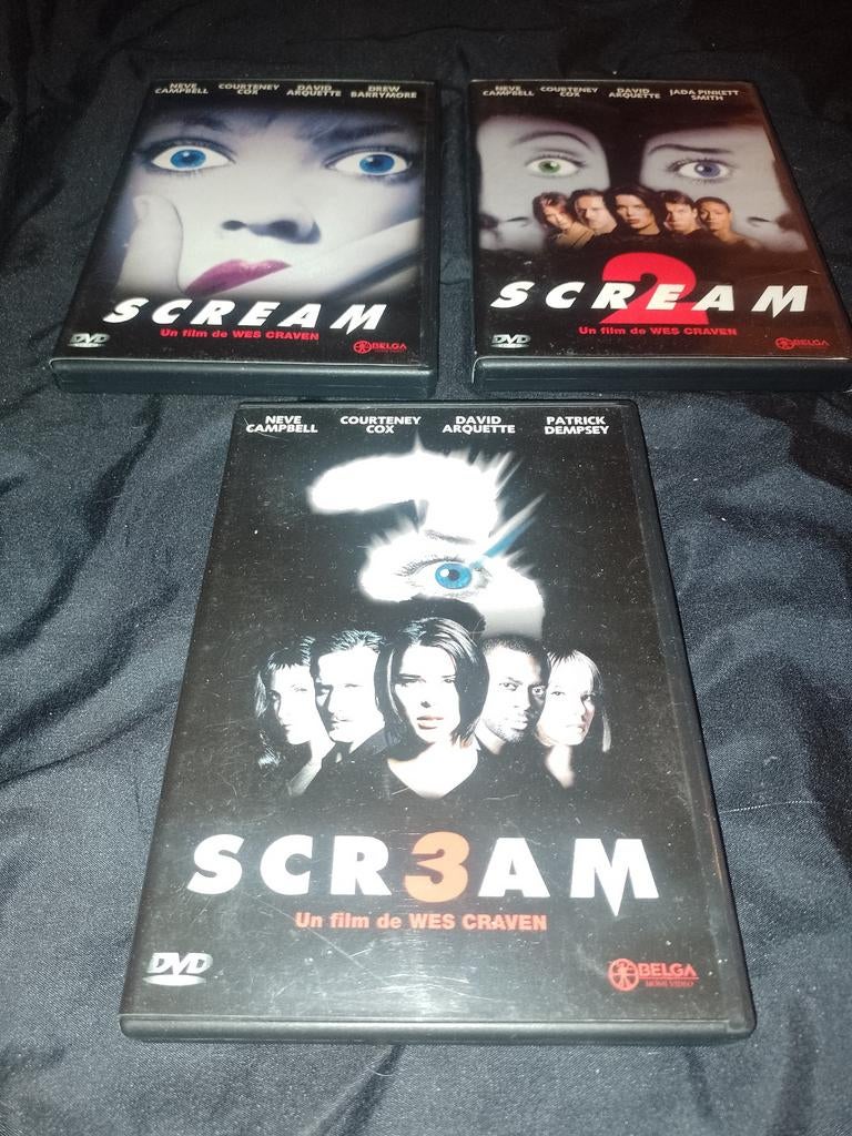 A vendre en DVD Scream 1 à 3, À partir de 12 ans, Enlèvement ou Envoi, Comme neuf, Slasher