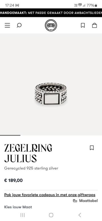 Zilver BUDDHA TO BUDDHA JULIUS RING, 20 of groter, Ophalen of Verzenden, Zo goed als nieuw, Zilver