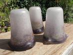 3 Oude Paarse Lampenkappen In Opaline Art Deco., Ophalen