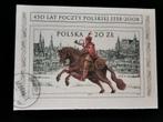 Polen 2008 - zijden postzegel 10 x 7,5 cm, postbode te paard, Postzegels en Munten, Ophalen of Verzenden, Polen, Gestempeld