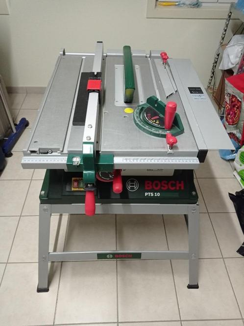 Tafelcirkelzaag Bosch PTS10 + zaagonderstel, Doe-het-zelf en Bouw, Gereedschap | Zaagmachines, Zo goed als nieuw, Cirkelzaag, 1200 watt of meer