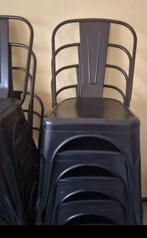 zwarte metalen stoelen 12 stuks, Vijf, Zes of meer stoelen, Stapelbaar, Gebruikt, Metaal