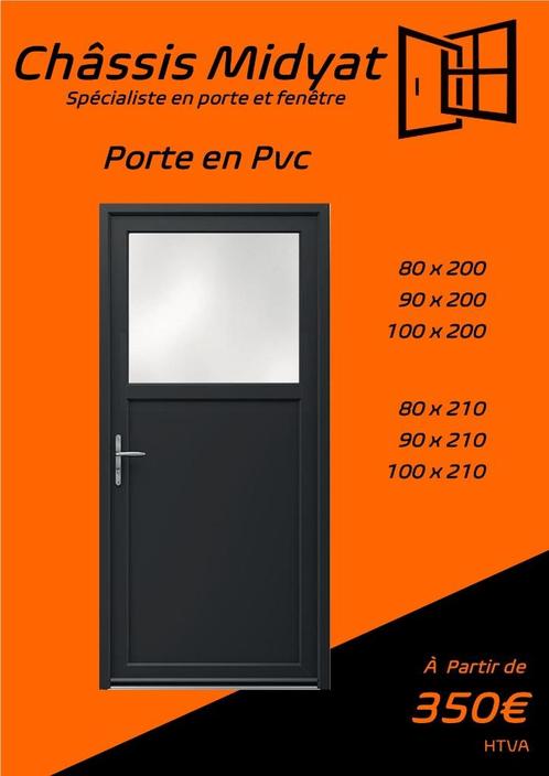 Porte de service pvc Blanc et Anthracite GRAND STOCK, Doe-het-zelf en Bouw, Raamkozijnen en Schuifdeuren, Nieuw, Raamkozijn, Kunststof