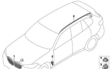 Dakrail daklijst dakdrager roof rail Links silver, satin-fin beschikbaar voor biedingen