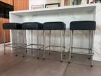 4 barkrukken in zwart kunstleder, 64cm, Huis en Inrichting, Barkrukken, 4 krukken, Ophalen, Gebruikt, Met voetsteun