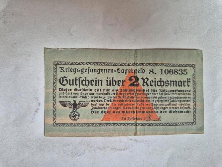 WOII kampgeld 2 Reichsmark krijgsgevangenenkamp, Verzamelen, Militaria | Tweede Wereldoorlog, Ophalen of Verzenden