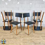 Retro Itiliaanse design stoelen set van 6 Zanotta Marina, Huis en Inrichting, Stoelen, Vintage / design / retro, Bruin, Ophalen of Verzenden